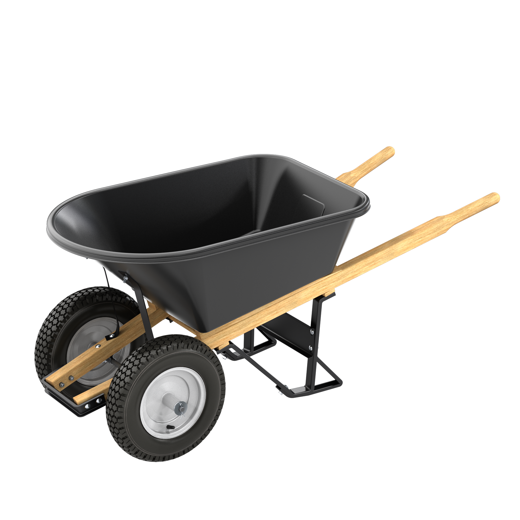 POLY TRAY WHEEL BARROW - 8 CU FT TRAY - DOUBLE FLAT FREE TIRE WOOD HANDLE