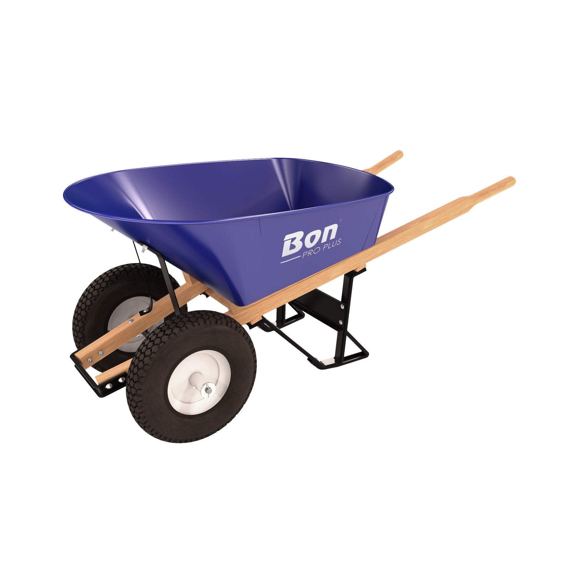 STEEL TRAY WHEEL BARROW - 6 CU FT TRAY - DOUBLE WIDE TIRE WOOD HANDLE