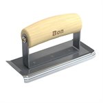 STAINLESS STEEL CURVED END EDGER - 6" x 2 1/2" - 1/4" RADIUS 3/8" DEPTH - WOOD WAVE HANDLE