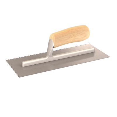 NOTCHED TROWEL - 3/32" SQUARE - WOOD HANDLE