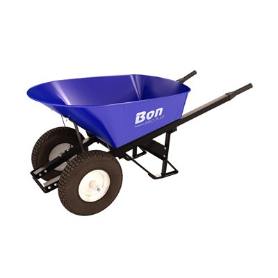 STEEL TRAY WHEEL BARROW - 6 CU FT - DOUBLE KNOBBY TIRE STEEL HANDLE