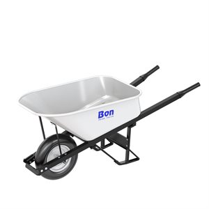 STEEL TRAY WHEELBARROW WITH LEG STABILIZER - 6 CU FT - SINGLE RIBBED TIRE - STEEL HANDLE