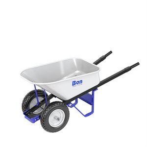 TRADE TOUGH™ STEEL TRAY WHEEL BARROW - 6 CU FT - DOUBLE FLAT FREE TIRE - STEEL HANDLE