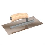 GOLDEN STAINLESS STEEL FINISHING TROWEL - SQUARE END - 12 X 4.5 - CAMEL BACK WOOD HANDLE