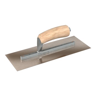 GOLDEN STAINLESS STEEL FINISHING TROWEL - SQUARE END - 11.5 X 4.5 - CAMEL BACK WOOD HANDLE