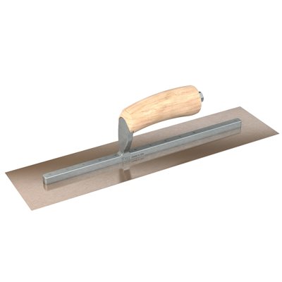 GOLDEN STAINLESS STEEL FINISHING TROWEL - SQUARE END - 12 X 5 - CAMEL BACK WOOD HANDLE