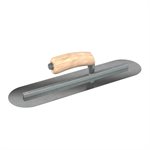 CARBON STEEL FINISHING TROWEL - ROUND END - 20 X 5 - CAMEL BACK WOOD HANDLE                                               