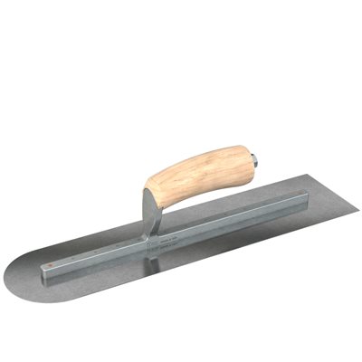 CARBON STEEL FINISHING TROWEL - SQUARE END/ROUND END - 18 X 4 - CAMEL BACK WOOD HANDLE 