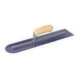 BLUE STEEL FINISHING TROWEL SQUARE END/ROUND END - 18 X 4 - CAMEL BACK WOOD HANDLE 