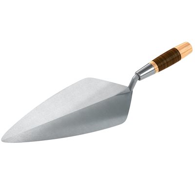 NARROW LONDON FORGED STEEL BRICK TROWEL - 13" WITH LEATHER HANDLE