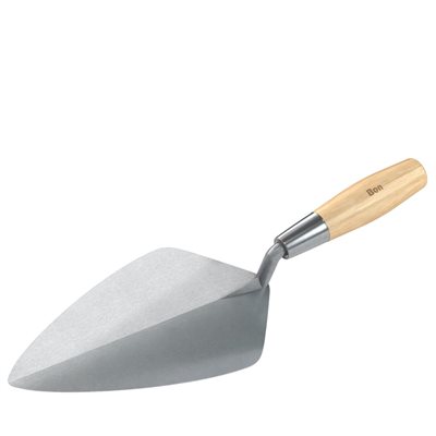 WIDE LONDON FORGED STEEL BRICK TROWEL - 10" WITH WOOD HANDLE
