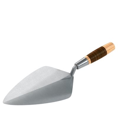 WIDE LONDON FORGED STEEL BRICK TROWEL - 10" WITH LEATHER HANDLE