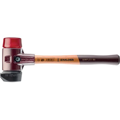 SIMPLEX MALLET RED PLASTIC/STAND UP BLACK RUBBER FACE - 3.37 LB - CAST IRON HOUSING - WOOD HANDLE 