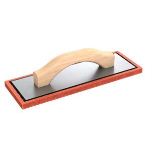 RED RUBBER FLOAT - 12" x 4" x 1/2" - WOOD HANDLE